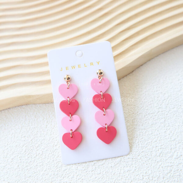 Wholesale Valentine's Day Peach Heart Acrylic Earrings