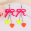 Wholesale Valentine's Day fluorescent bow heart acrylic earrings