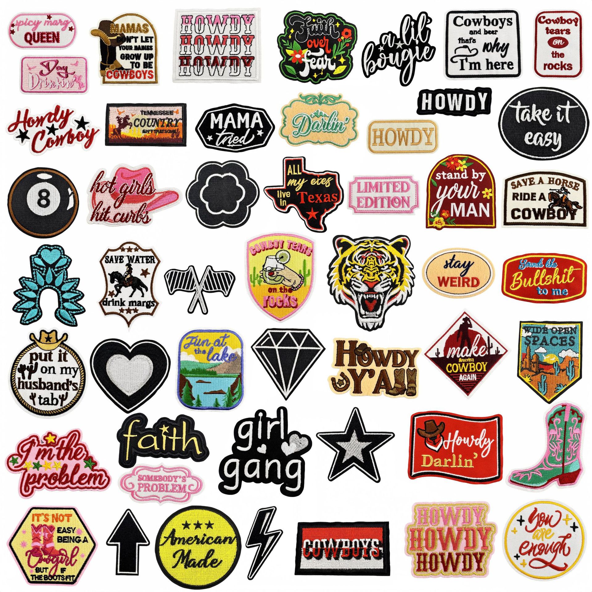 Wholesale Retro English Graiti Cloth Stickers Decorative Color Letters Travel Scenery Embroidered Zhang Zi Li Box Cross-border Decal Ironing