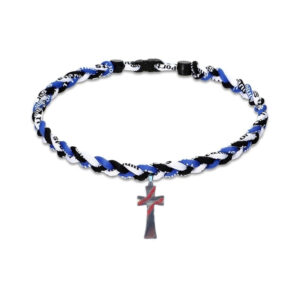 White, blue, black + cross
