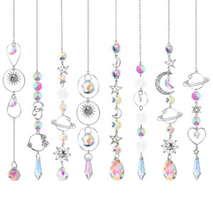 Wholesale silver series crystal wind chimes stars moon sun catcher
