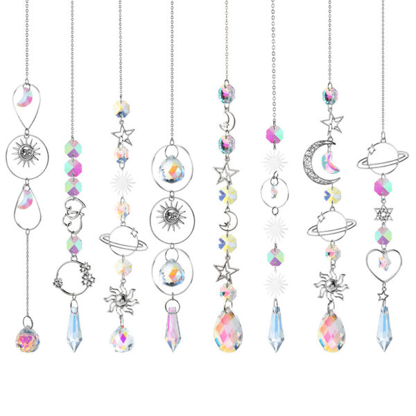 Wholesale silver series crystal wind chimes stars moon sun catcher