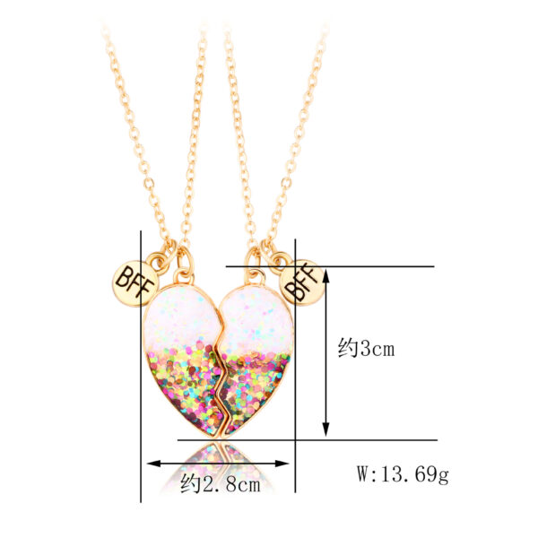 Wholesale Kidsren's Powder Dripping Oil Necklace Heart Necklace Pair