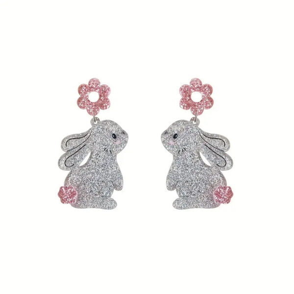 Wholesale Easter animal silver rabbit acrylic cute earrings
