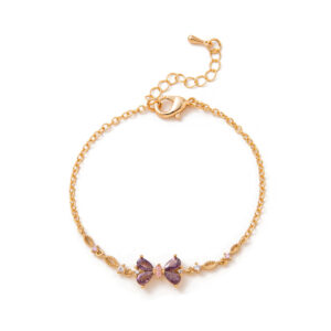 Purple zircon butterfly bracelet gold