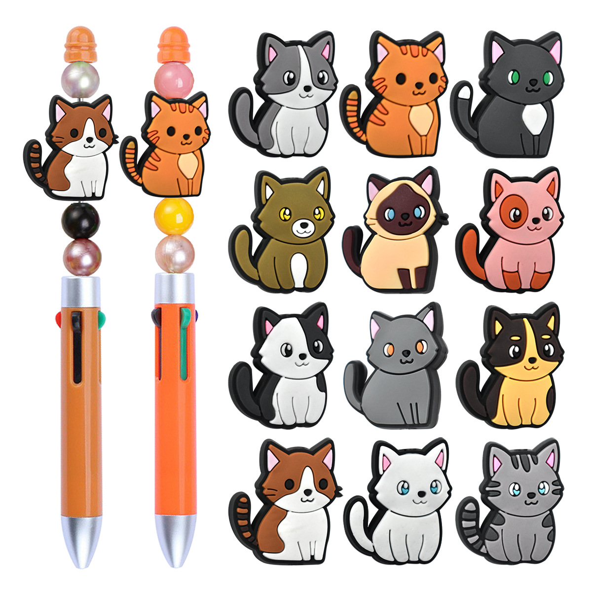 Wholesale Random Cute Cartoon Cat Series DIY Pvc Soft Glue Beads