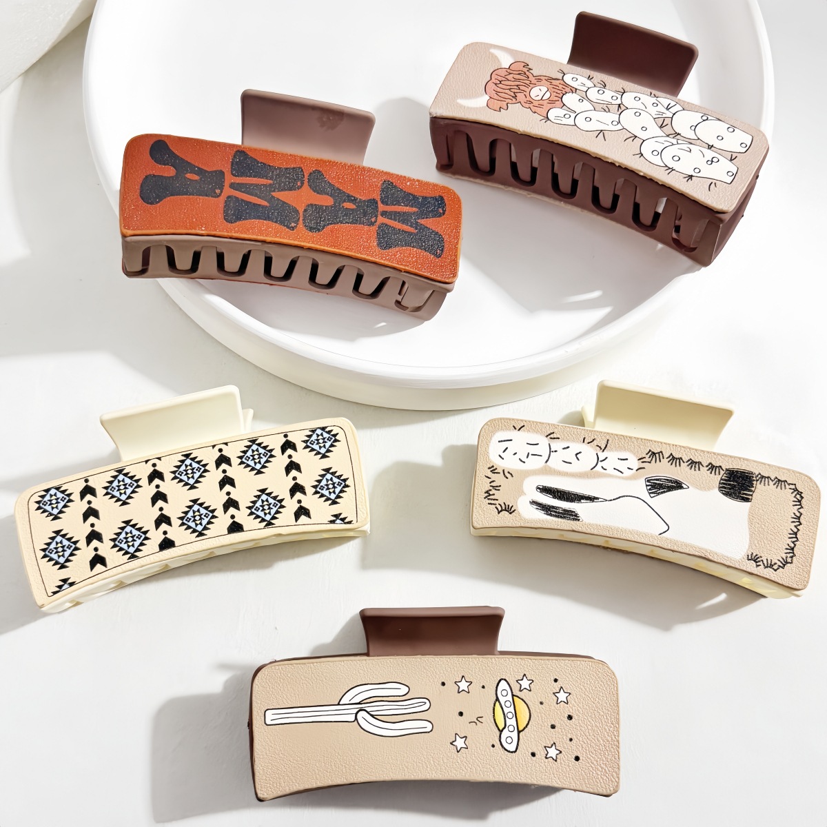 Wholesale Leather Hairpin Pu Printed Western Style Hair Aessories Shark Hair Clips