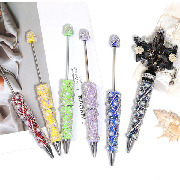 Wholesale Heavy Industry Full Diamond Pearl Chain Beaded Pen DIY