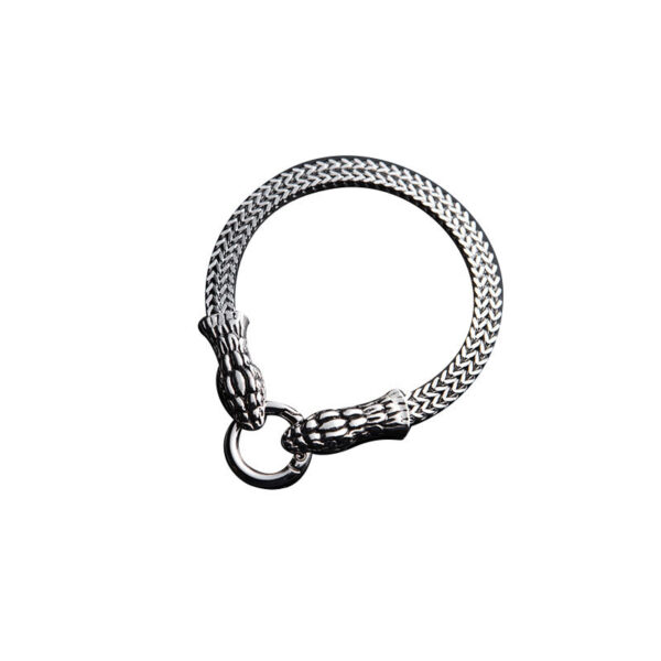 Wholesale Europe and the United States cross-border hot men's bracelet vintage punk stainless steel snake head beast skull bracelet does not fade