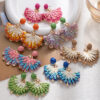 Wholesale Ethnic Style Hand-Woven Flower Earrings Bohemian Holiday Style Earrings