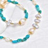 Wholesale Freshwater Baroque Pearl Turquoise Bead Necklace Natural Stone Bracelet