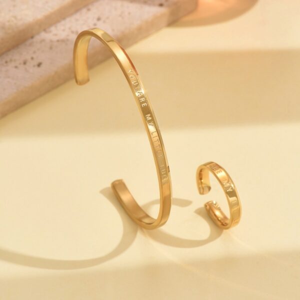 Wholesale Stainless steel Roman numeral gold half open bracelet half open ring