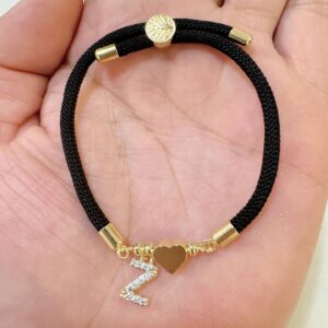 Black rope zircon letter bracelet—z