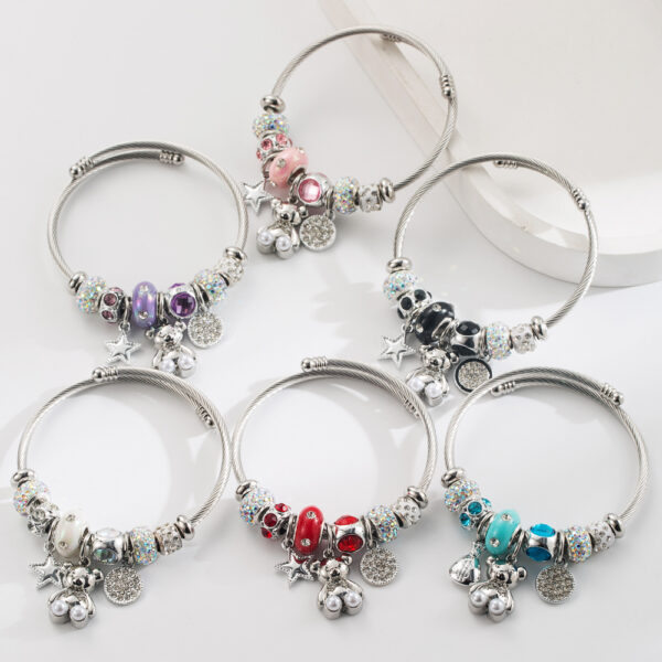 O1CN01V4OZse2LDsenVpRI7_2206398079659-0-cib Wholesale Cartoon Bear Star Round Diamond Set Stainless Steel Bracelet