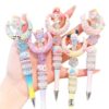 Wholesale Crystal Rhinestone Rotating Black Cute Girl Fantasy Beaded Pen OLY Exclusive