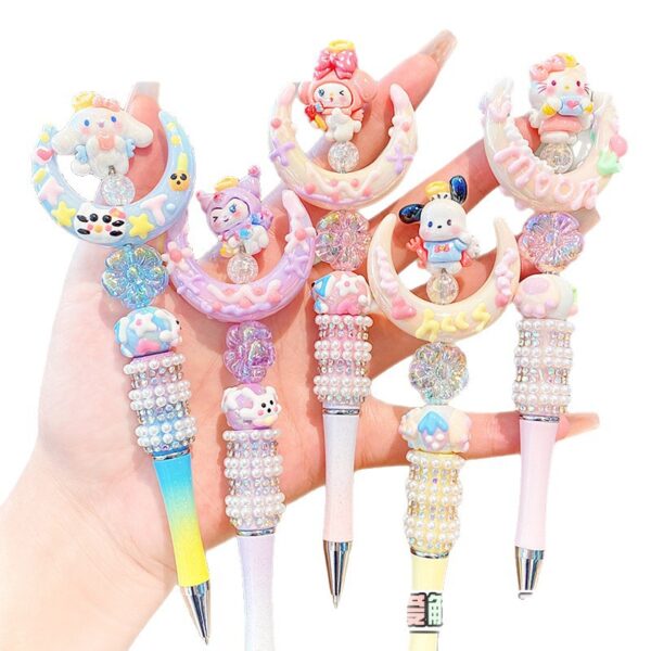 Wholesale Crystal Rhinestone Rotating Black Cute Girl Fantasy Beaded Pen OLY Exclusive