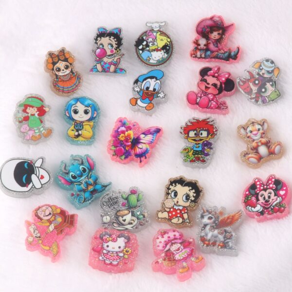 Wholesale glitter cartoon straight-hole DIY acrylic beads OLY Exclusive