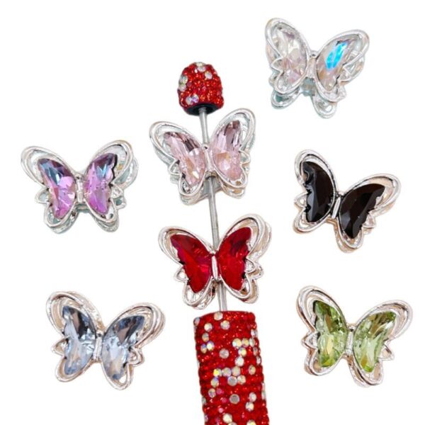 Wholesale Alloy double-sided crystal zircon butterfly beads
