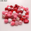 Wholesale of 50 Large Red Love Valentine's Day 20MM Acrylic Mixed Color Beads