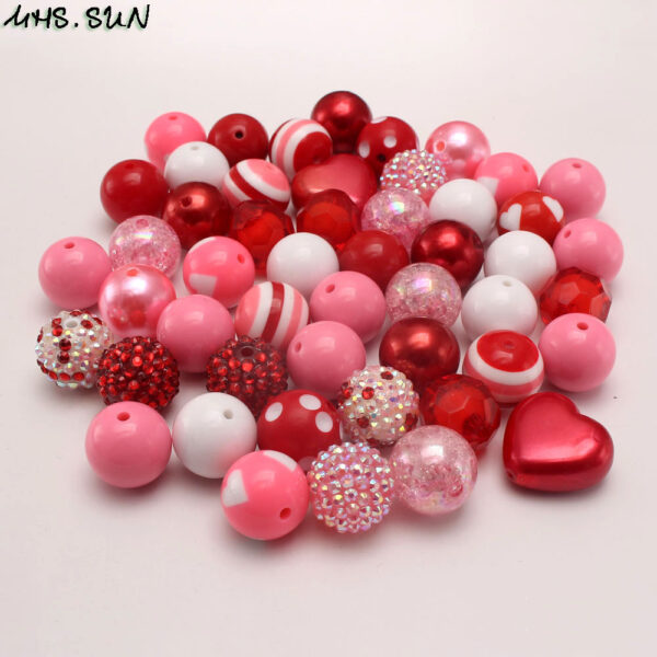 Wholesale of 50 Large Red Love Valentine's Day 20MM Acrylic Mixed Color Beads