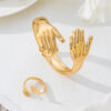 Wholesale Golden open palm adjustable jewelry set