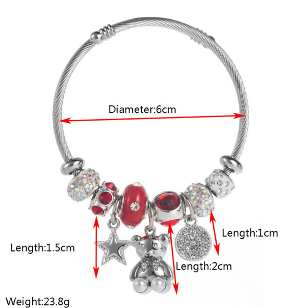 O1CN01VBwwrX2LDselkEpfG_2206398079659-0-cib Wholesale Cartoon Bear Star Round Diamond Set Stainless Steel Bracelet