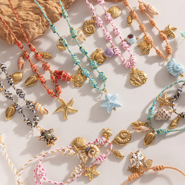 Wholesale Taina's New Creative Ocean Series Stainless Steel Bracelet Girls Ceramic Conch Titanium Steel Pendant Shell Hand Jewelry