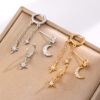 Wholesale Three piece set of asymmetrical earrings for stars and moon