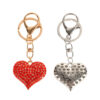 Wholesale Solid color peach heart set with diamonds Metal Keychain