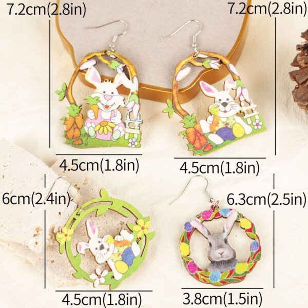 Wholesale Easter Rabbit Easter Egg Basket Splicing Wooden Earrings