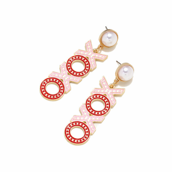Wholesale European and American Fashion Oil Dripping Xoxo English Letter Pendant Earrings Texture Valentine's Day Letter Earrings Cross-Border Earrings for Women