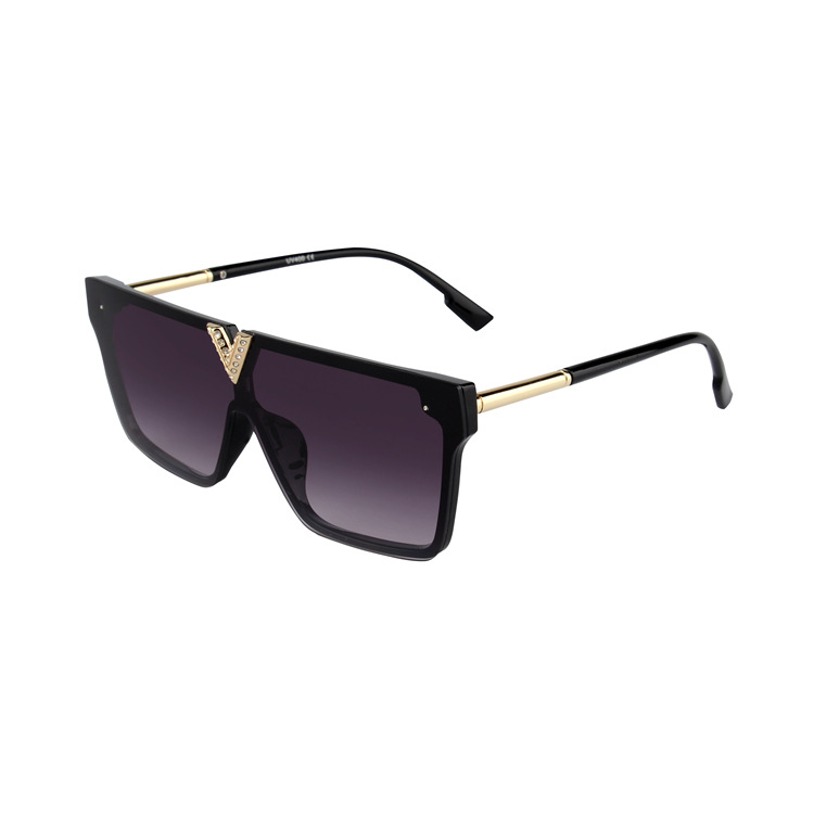 Wholesale Large frame square metal temple sunshade sunglasses