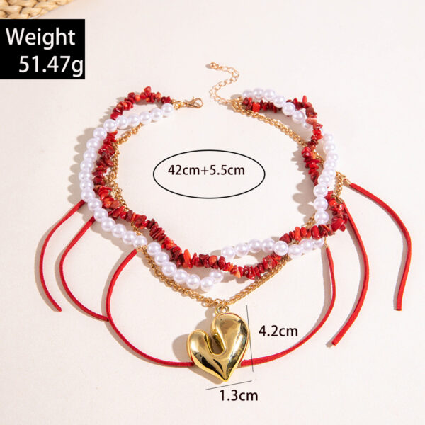 Wholesale Red woven rope crushed stone love Valentine's Day necklace