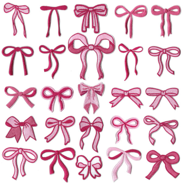 Wholesale Pink bow embroidery DIY Patches