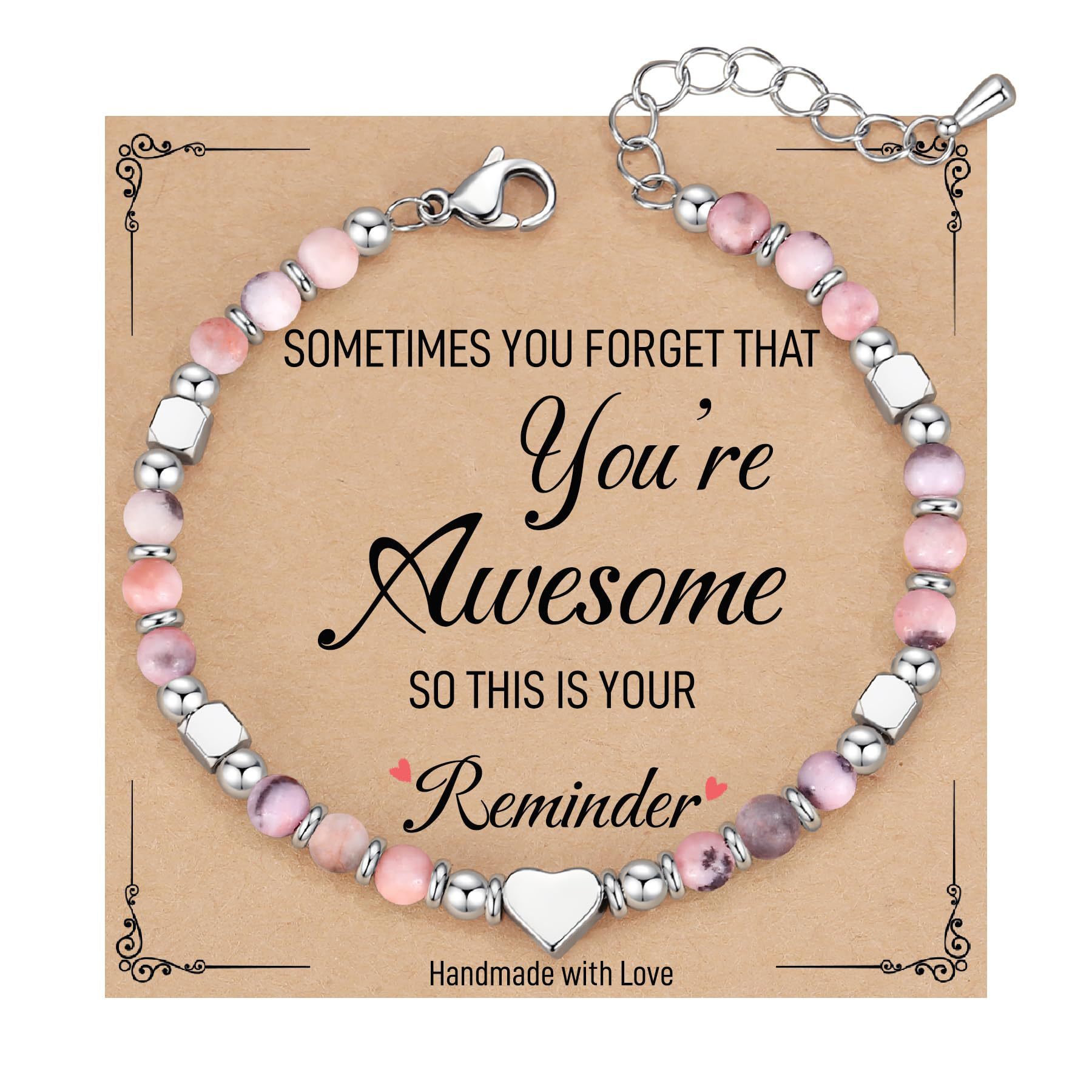 Wholesale Natural Stone Crystal Peach Heart Colorfuled Beaded Bracelet