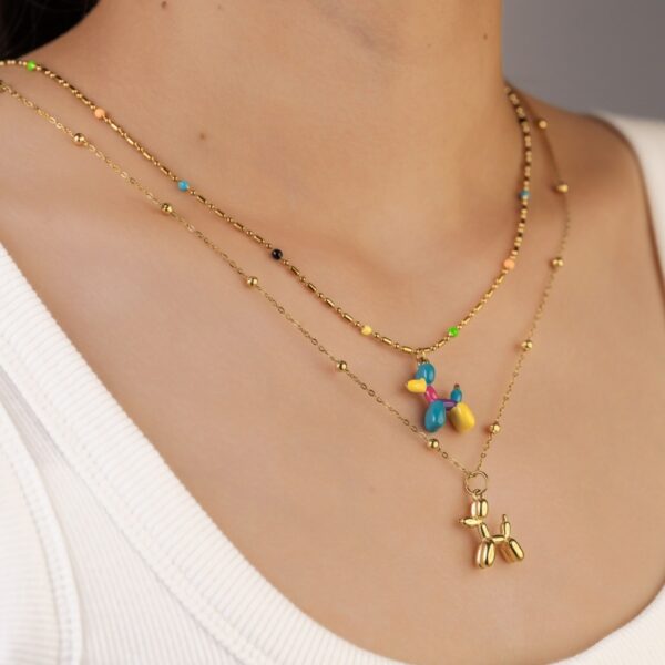 Wholesale colorful oil drop enamel not fade oil painting dog necklace