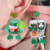 Wholesale St. Patrick's Green AB Beer Acrylic Clover Earrings
