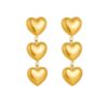 Wholesale Polished gold-plated heart-shaped long stainless steel earrings