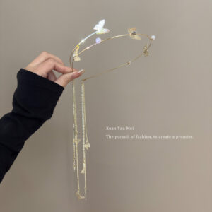 Gold rhinestone butterfly and pearl headband