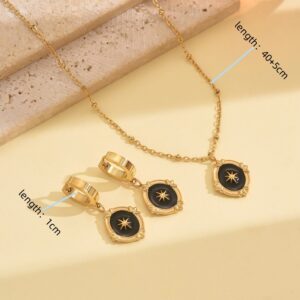Black and gold necklace + earrings