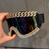 Wholesale Hiking goggles rhinestone large frame glasses