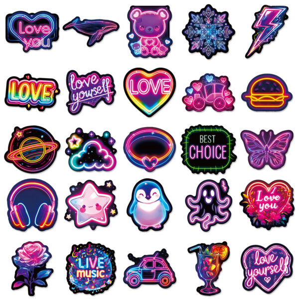 Wholesale 50 Cool Neon Pattern Cartoon Stickers