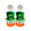 Wholesale St. Patrick's Day Green Shamrock Hat Cartoon Acrylic Earrings