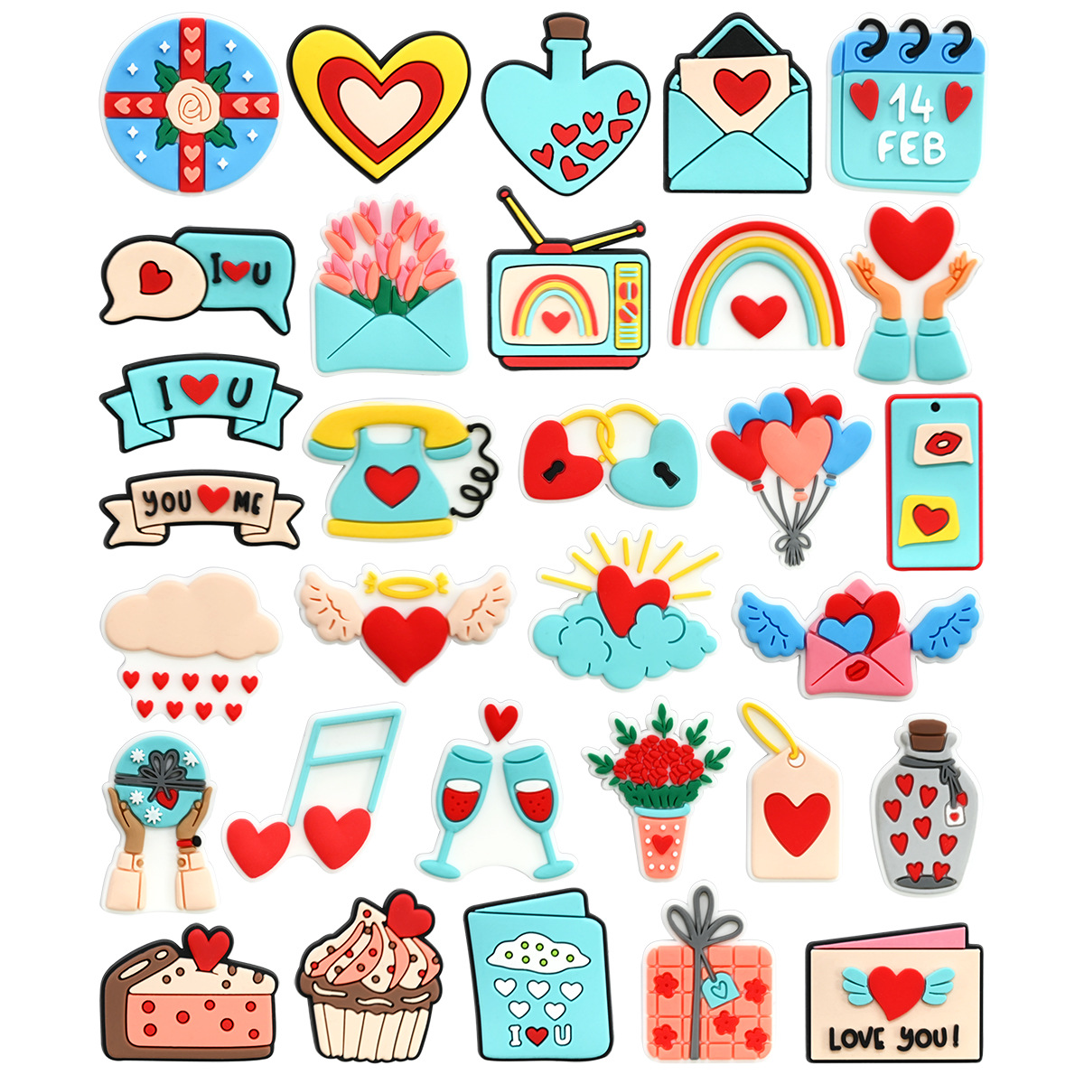 Wholesale Random Valentine's Day Series Blue Cartoon Croc Charms