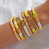 Wholesale bright yellow 8-piece sethandmade soft pottery bracelet