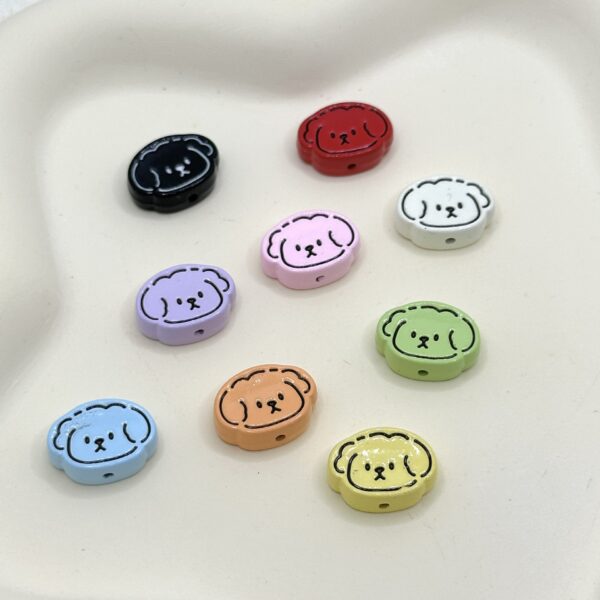 Wholesale Alloy paint color cartoon puppy head line puppy beaded diy beads