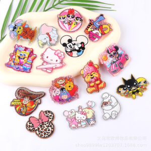 Wholesale 10pcs Cute cartoon bear glitter powder Acrylic Flatback