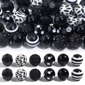 Black mixed pen beads / Size 20mm 12 pieces/pack as shown in figure 2 pieces each
