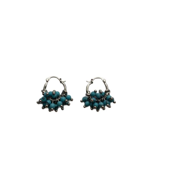 Wholesale Turquoise Cluster Colored Bead Bohemian Earrings