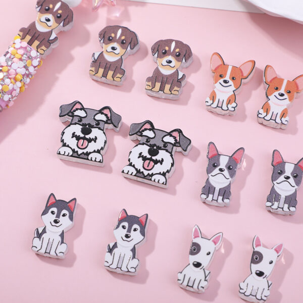 Wholesale 10pcs Through-hole double-sided cartoon pet puppy DIY beads